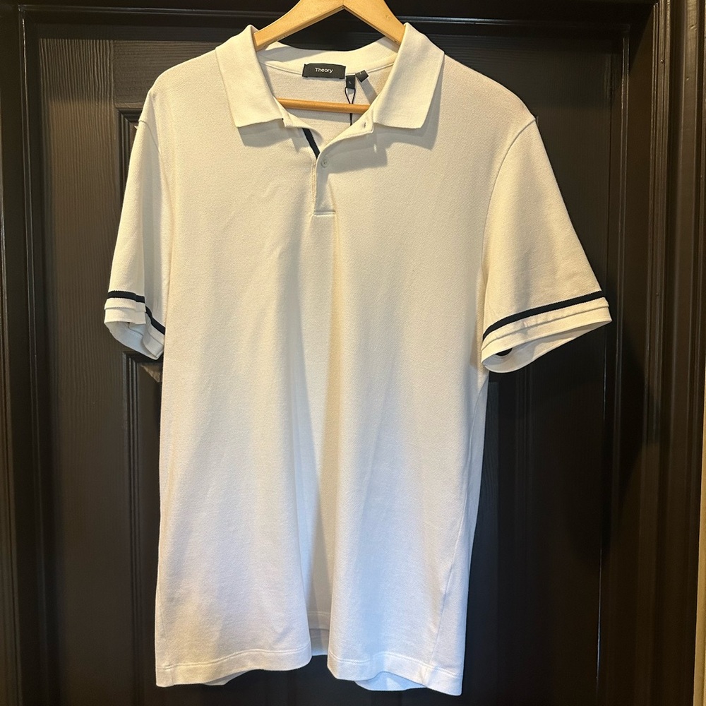 Theory White Polo Shirt with Classic Design and Short Sleeves